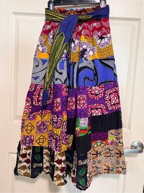 Handmade African print patchwork maxi skirt. Small. FLAWS READ